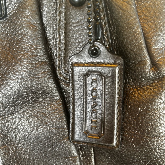 Authentic Coach Kristin Leather Top Zip Metallic Bronze Tote Bag NO STRAP - Picture 9 of 11